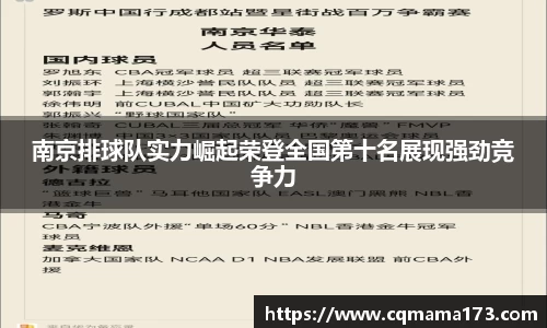 南京排球队实力崛起荣登全国第十名展现强劲竞争力